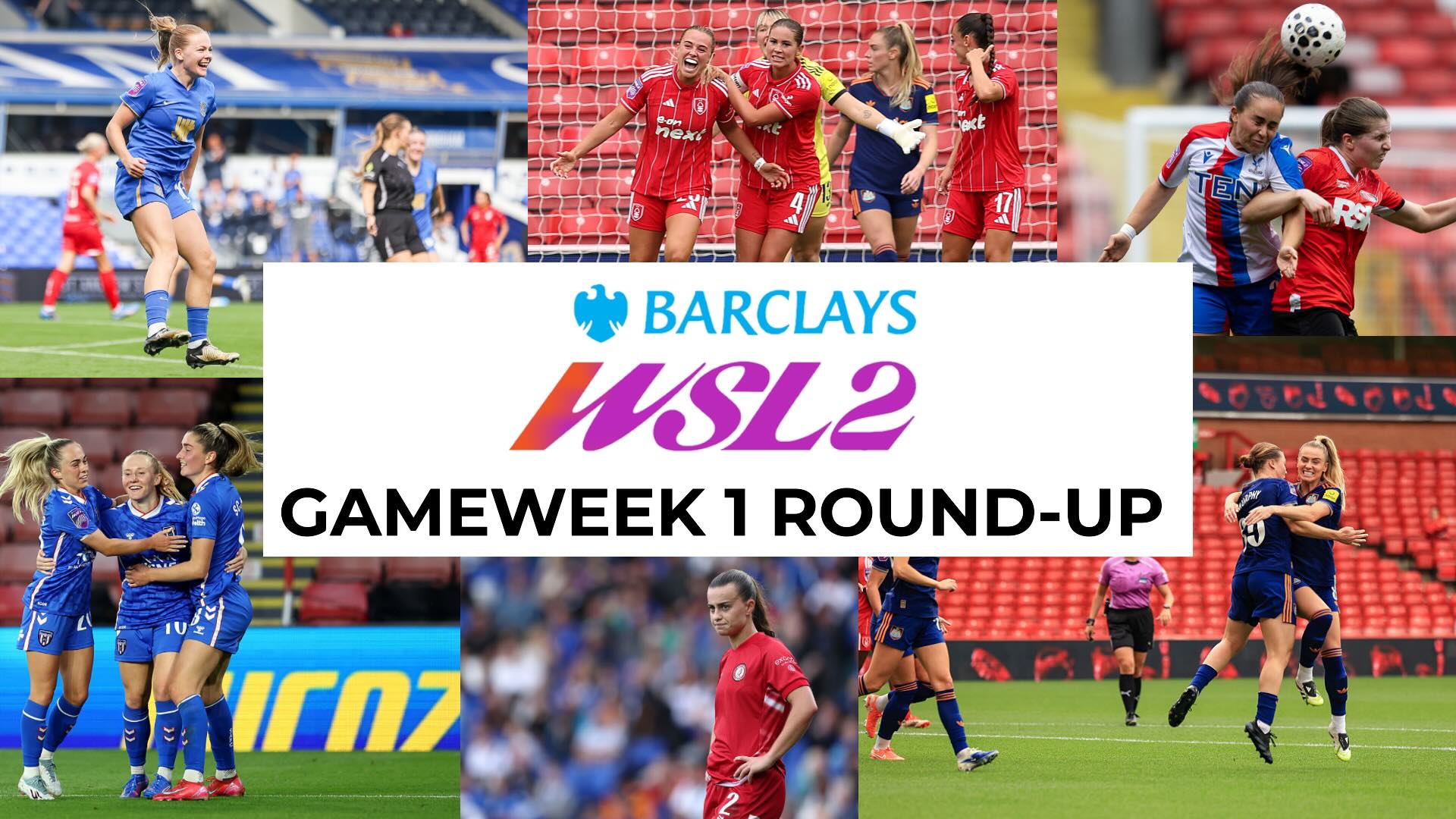 WSL2 gameweek round up collage of players
