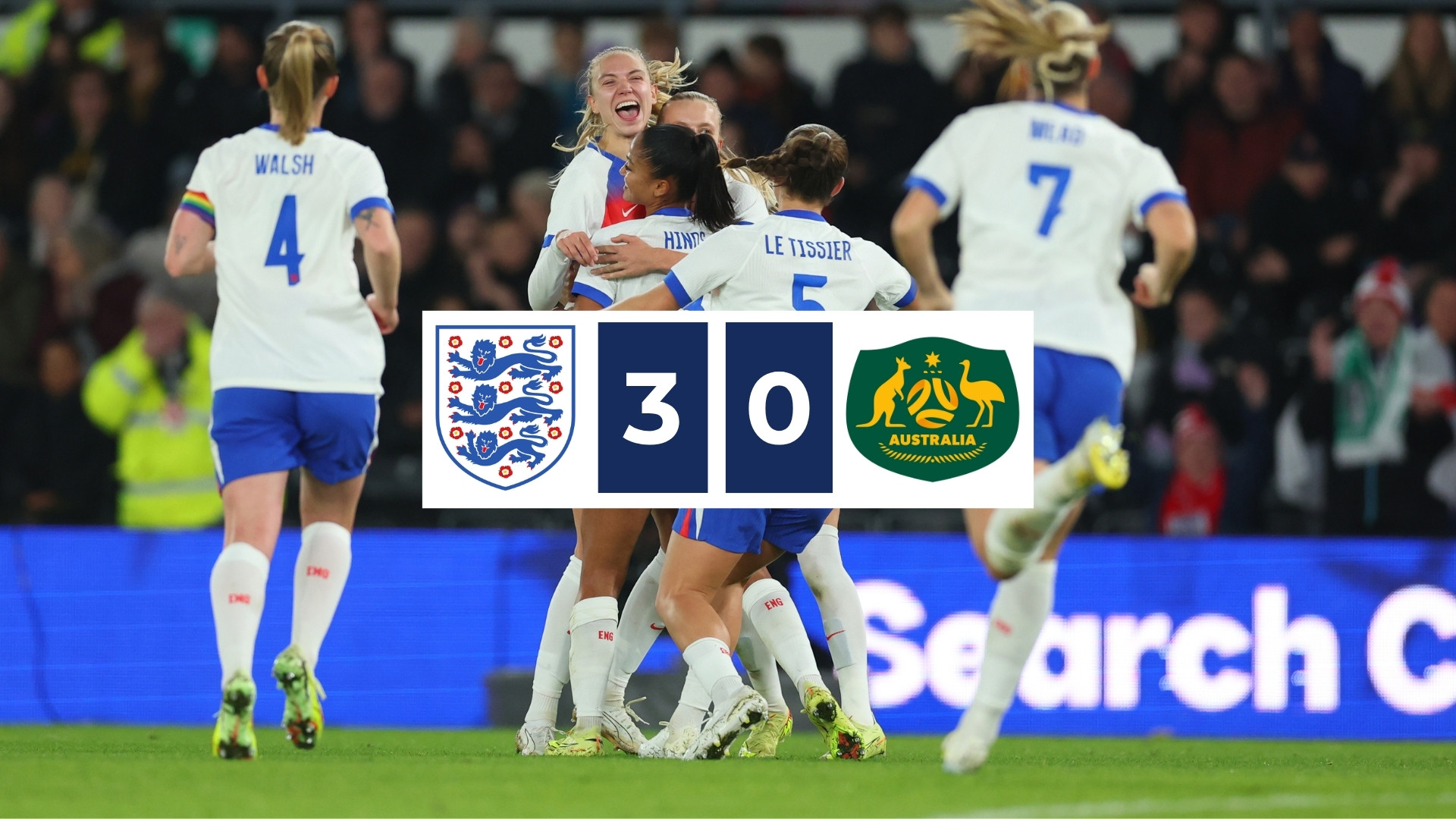 England Lionesses 3-0 Australia team celebrate